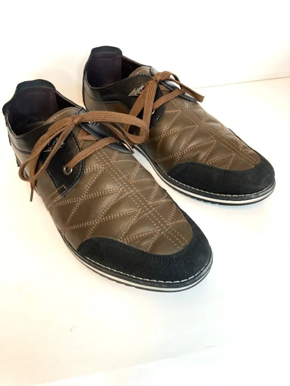 Cosidram  Brown Quilted Oxford Sneakers - Size 11.5 (China 46)